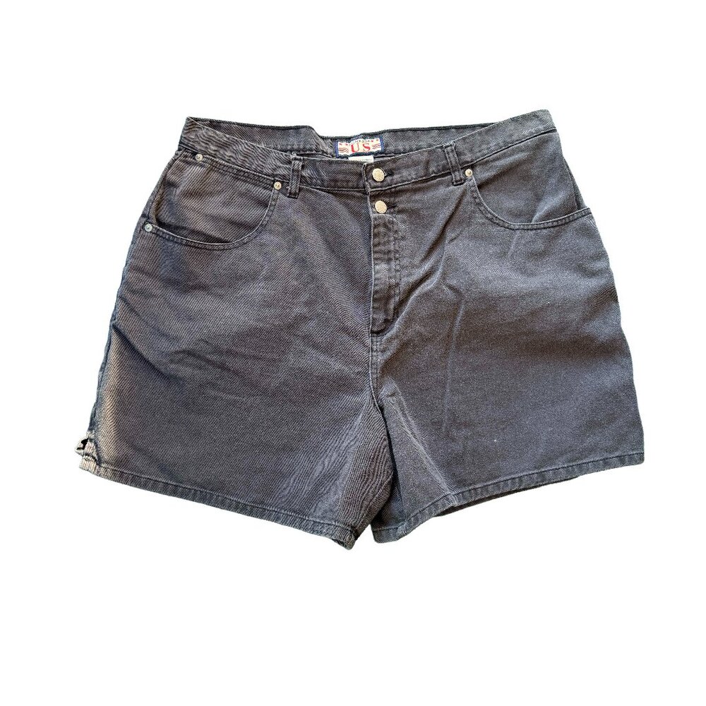 A Time For Us Vintage 90s Black Denim Shorts Size 22 High Rise Mom Shorts Plus - Picture 2 of 6